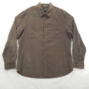 Wallin & Bros Corduroy Shirt Mens XL Brown 100% Cotton Long Sleeve Button-Up